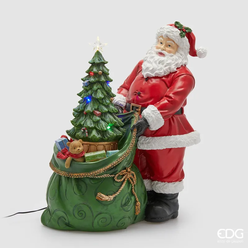Esclusivo EDG Enzo De Gasperi Decorazione Natalizia Babbo Natale con Sacco H47x39 cm