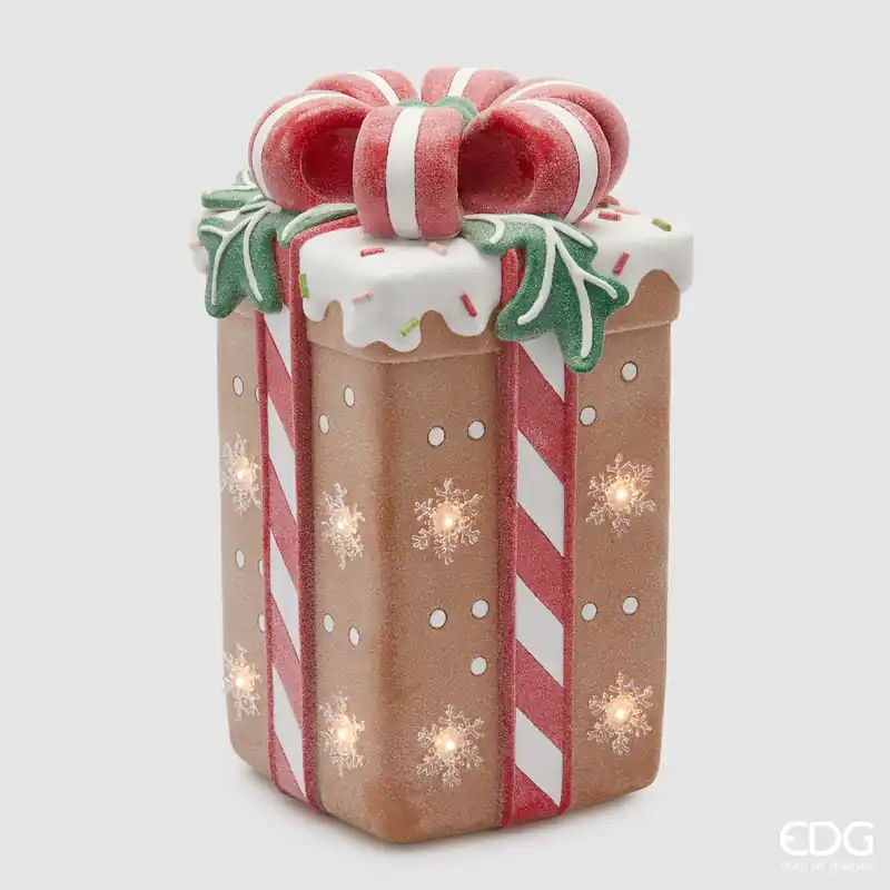 EDG Enzo De Gasperi Decorazione Natalizia Pacco Regalo Marzapane con Led H41x24x24 cm A Buon Prezzo
