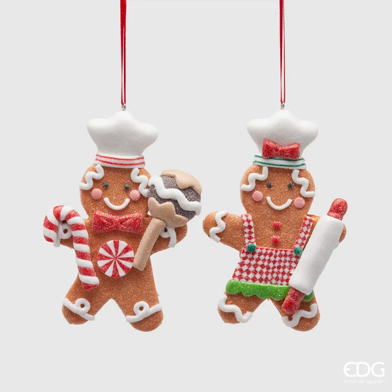 EDG Enzo de Gasperi Set 2 Decorazioni Cuoco Marzapane H13 cm Promo Stagionale