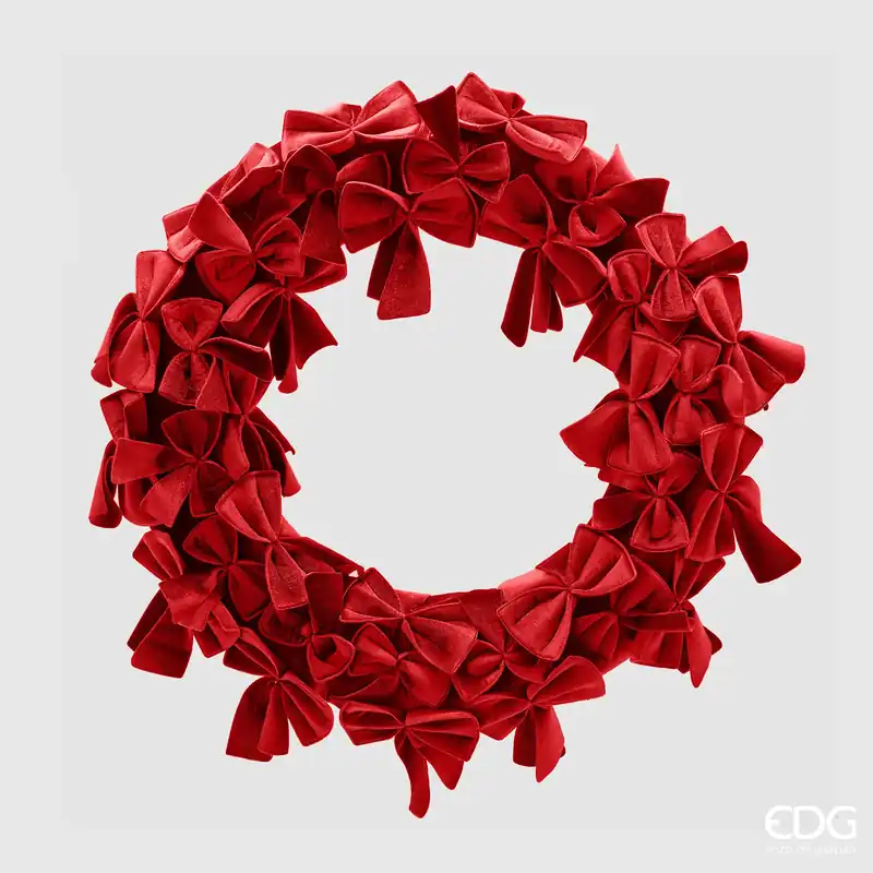 Acquista Ora EDG Enzo De Gasperi Corona Ghirlanda New con Fiocchi Rosso D60 cm