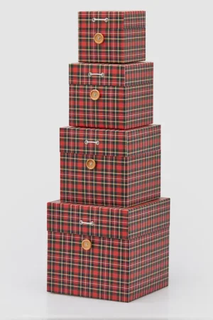 Acquista Ora EDG Enzo de Gasperi Set 4 Scatole regalo Tartan Rosso