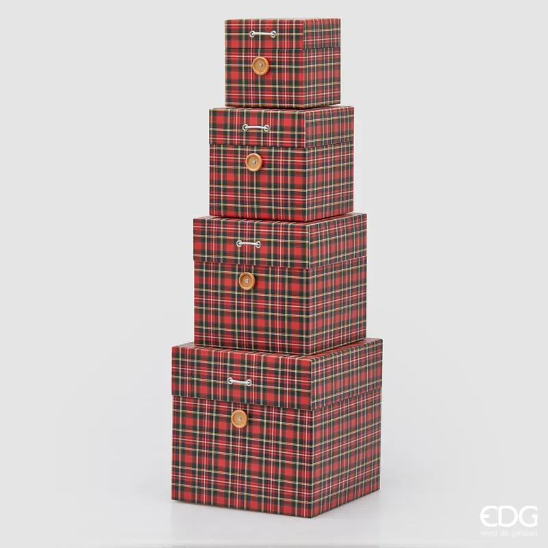 Acquista Ora EDG Enzo de Gasperi Set 4 Scatole regalo Tartan Rosso