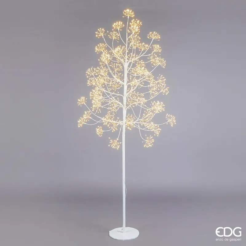 Consegna Rapida EDG Enzo De Gasperi Albero Faggio ciuffi con base 2016 mini led H210 cm Bianco