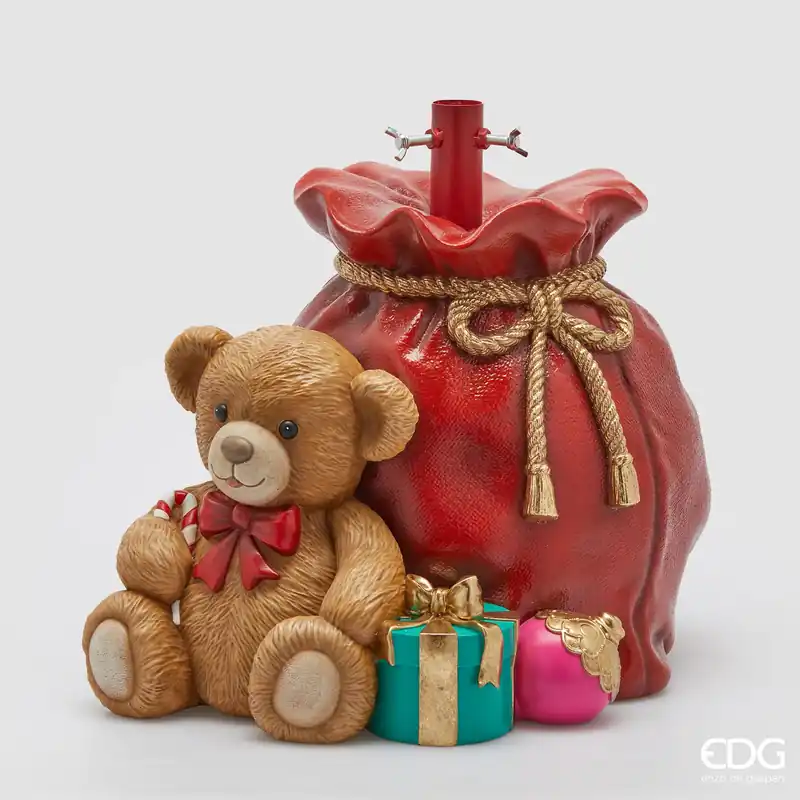 EDG Enzo de Gasperi Base per Albero di Natale Sacco Regali con Orsetto H44 D38cm Bestseller