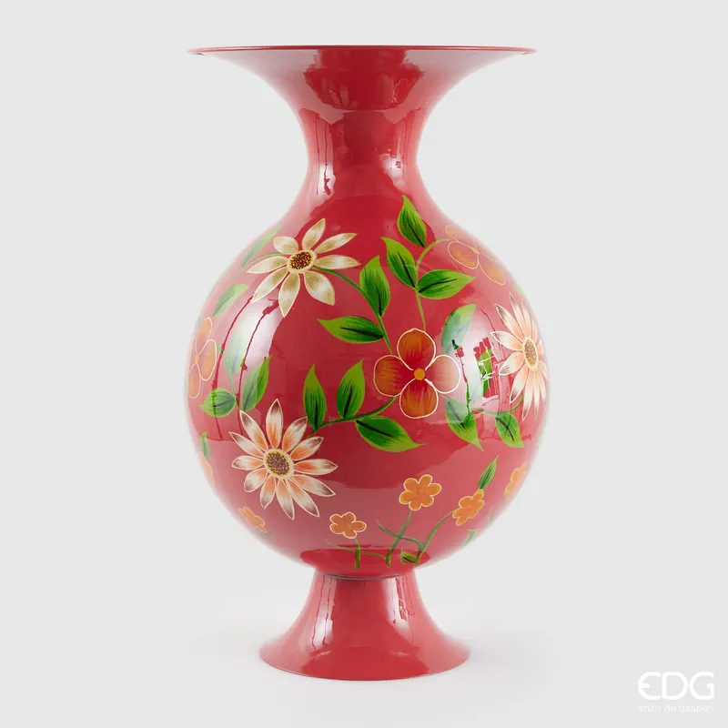 EDG Enzo De Gasperi Vaso Floreale Bombato Rosso H58 D36 cm Prezzo Ridotto