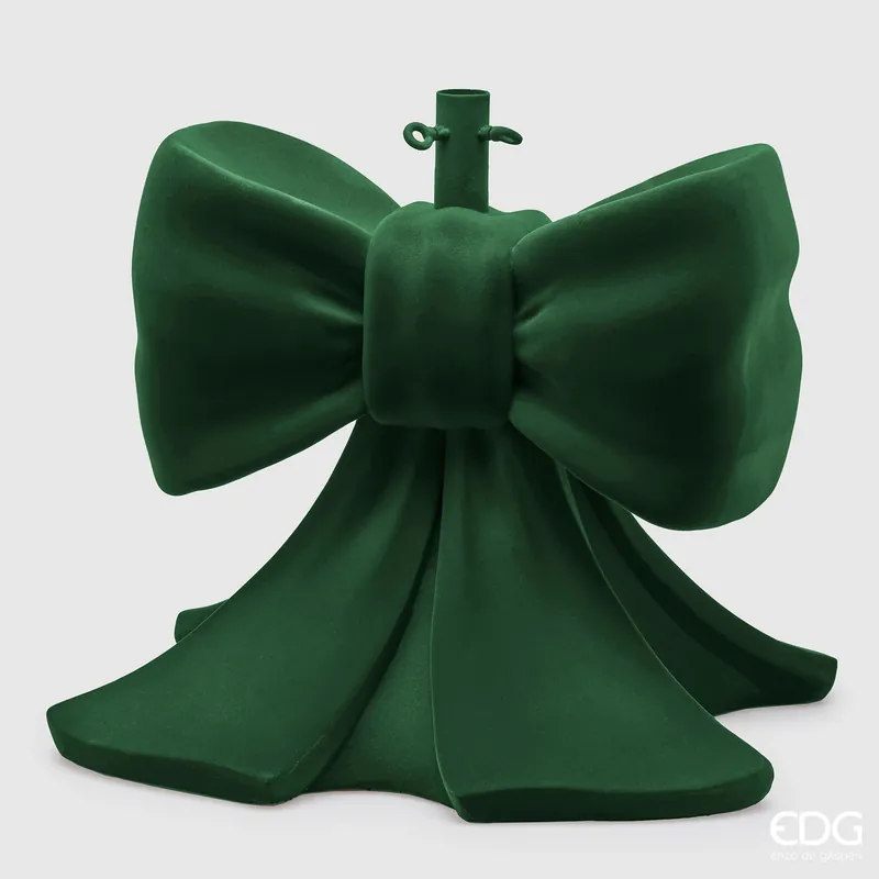 EDG Enzo de Gasperi Base per Albero di Natale Fiocco Verde Grande in velluto H57 D50 cm Ultima Occasione