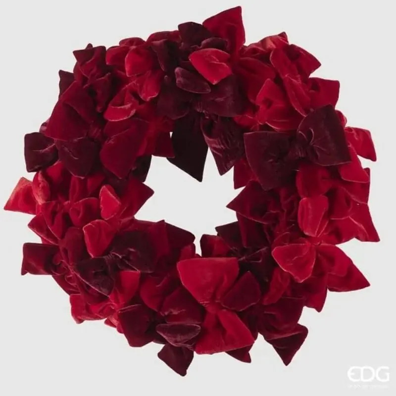 EDG Enzo De Gasperi Decoro Ghirlanda Multifiocchi in Velluto Rosso D60 cm Promo Stagionale