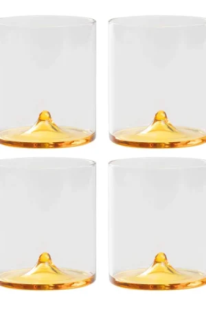 Zafferano Set 4 Tumbler Discobolo 345ml in Vetro Giallo Oro Prezzo Basso