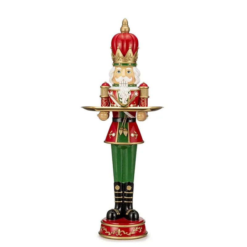 Lamart Soldatino Schiaccianoci con Vassoio H61 cm in Resina Popolare