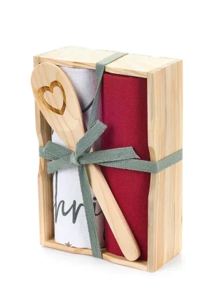 Offerta Limitata Nuvole di Stoffa Christmas is Coming Set 2 Strofinacci con Mestolo in Legno Rosso e Bianco