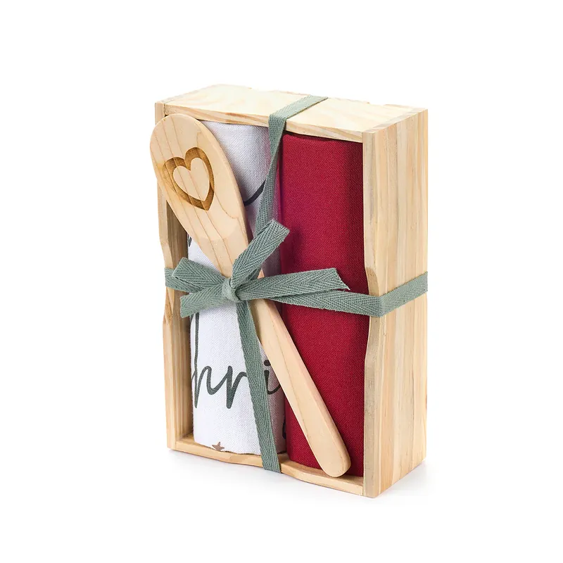 Offerta Limitata Nuvole di Stoffa Christmas is Coming Set 2 Strofinacci con Mestolo in Legno Rosso e Bianco