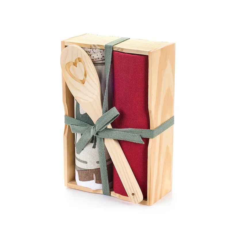 Compra Adesso Nuvole di Stoffa Christmas is Coming Set 2 Strofinacci con Mestolo in Legno Rosso e Verde