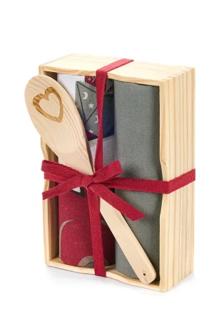 Prezzo Conveniente Nuvole di Stoffa Christmas is Coming Set 2 Strofinacci con Mestolo in Legno Verde Rosso e Bianco