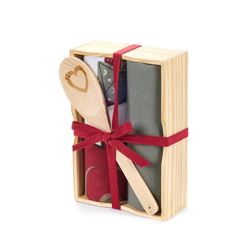 Prezzo Conveniente Nuvole di Stoffa Christmas is Coming Set 2 Strofinacci con Mestolo in Legno Verde Rosso e Bianco