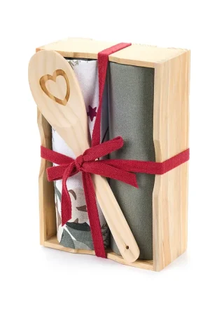 Nuvole di Stoffa Christmas is Coming Set 2 Strofinacci con Mestolo in Legno Verde e Bianco Professionale