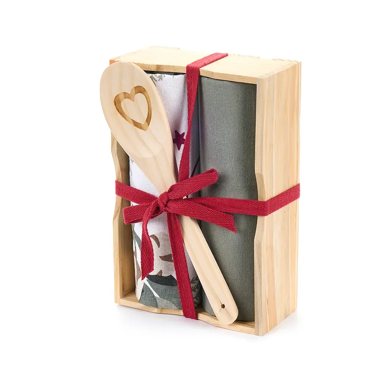 Nuvole di Stoffa Christmas is Coming Set 2 Strofinacci con Mestolo in Legno Verde e Bianco Professionale