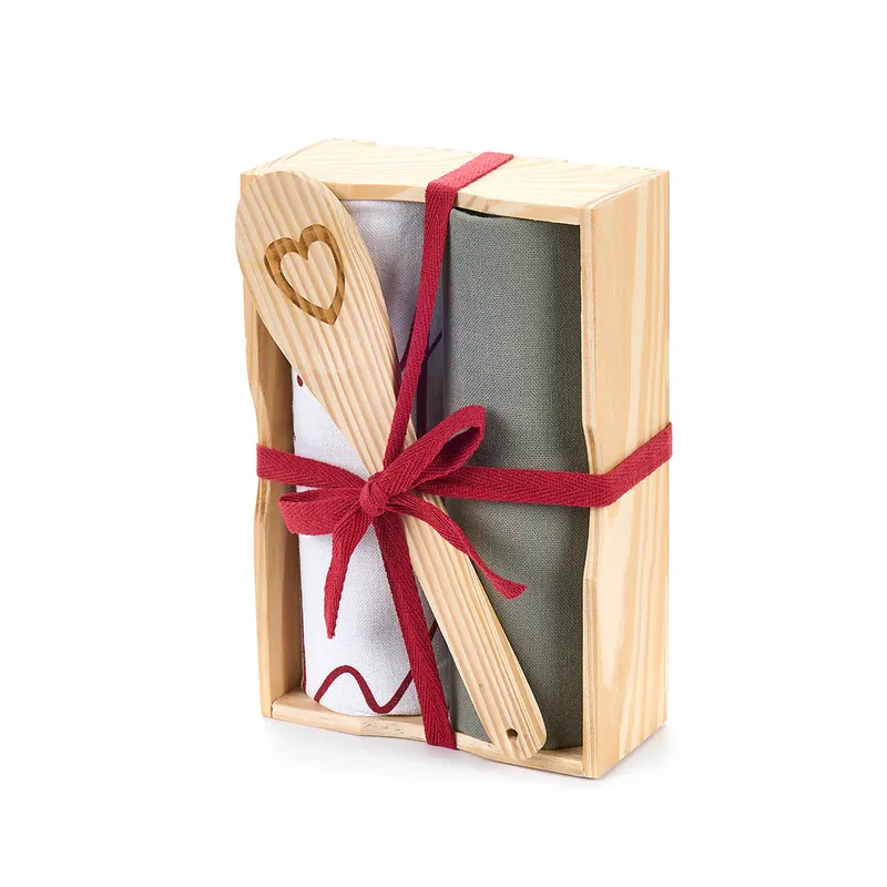 Bestseller Nuvole di Stoffa Christmas is Coming Set 2 Strofinacci con Mestolo in Legno Verde e Rosso