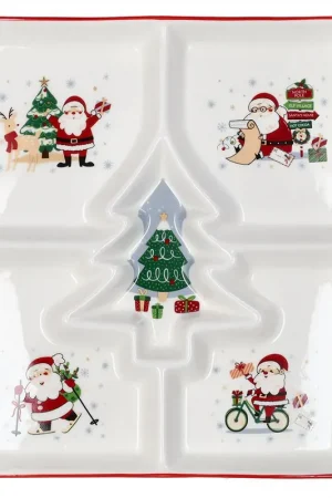 Tognana Porcellane Vassoio Natalizio 4 Scomparti Let it Snow 26x22 cm Nuova Collezione