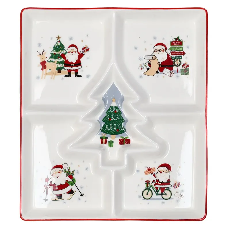Tognana Porcellane Vassoio Natalizio 4 Scomparti Let it Snow 26x22 cm Nuova Collezione