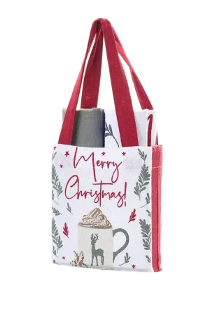 Spedizione Espresso Nuvole di Stoffa Set 2 Strofinacci Natalizi con Borsa 40x70 cm Merry Christmas