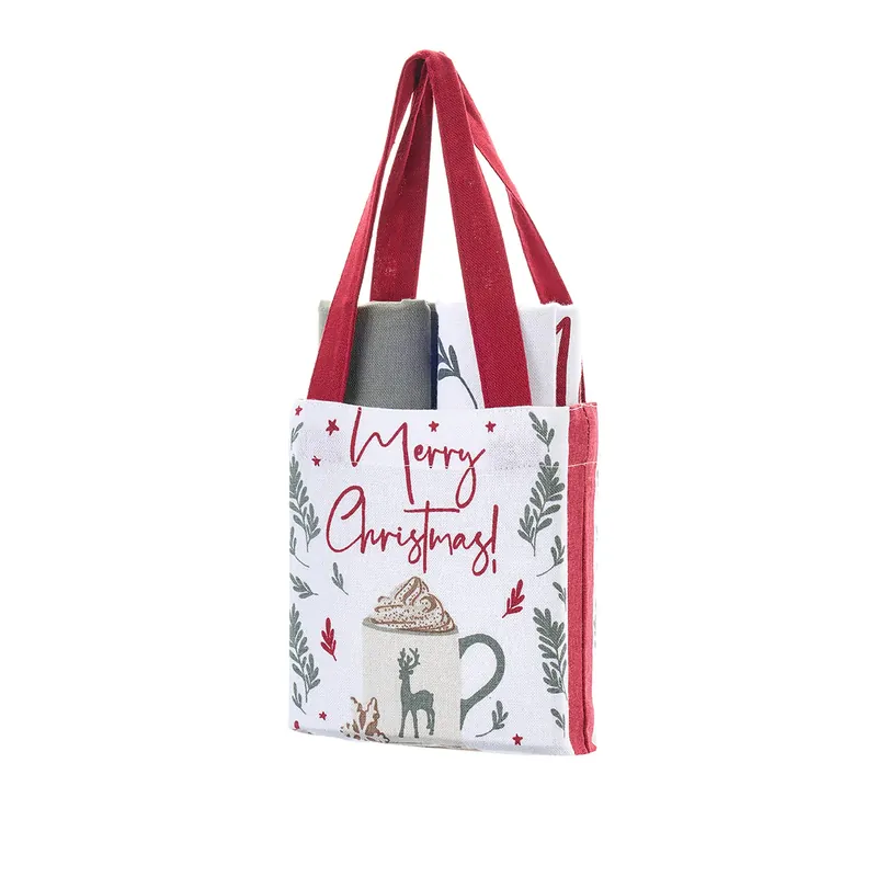 Spedizione Espresso Nuvole di Stoffa Set 2 Strofinacci Natalizi con Borsa 40x70 cm Merry Christmas