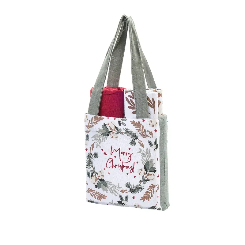 Di Tendenza Nuvole di Stoffa Set 2 Strofinacci Natalizi con Borsa 40x70 cm Ghirlanda