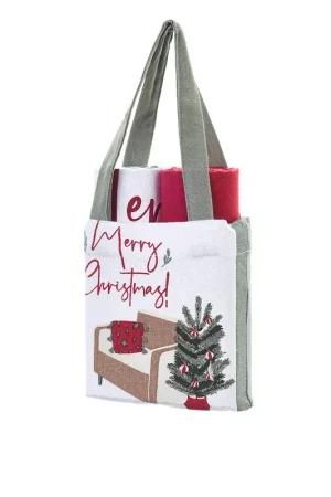 Spedizione Espresso Nuvole di Stoffa Set 2 Strofinacci Natalizi con Borsa 40x70 cm Albero