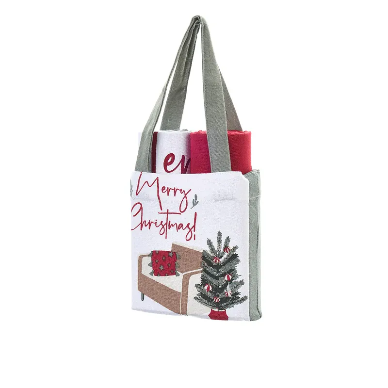 Spedizione Espresso Nuvole di Stoffa Set 2 Strofinacci Natalizi con Borsa 40x70 cm Albero
