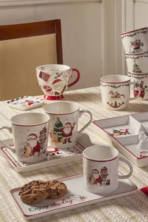 Offerta Limitata Tognana Porcellane Tazza Colazione con Vassoio Rettangolare Let it Snow