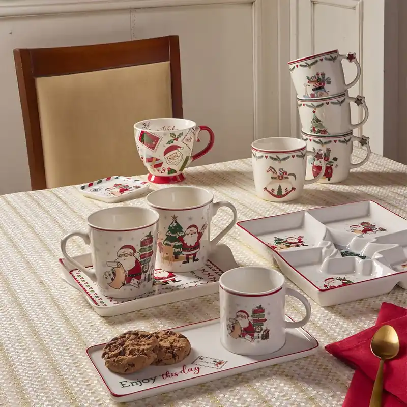 Offerta Limitata Tognana Porcellane Tazza Colazione con Vassoio Rettangolare Let it Snow