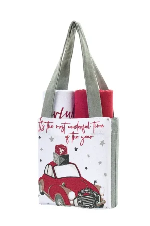 Spedizione Espresso Nuvole di Stoffa Set 2 Strofinacci Natalizi con Borsa 40x70 cm Wonderful Time