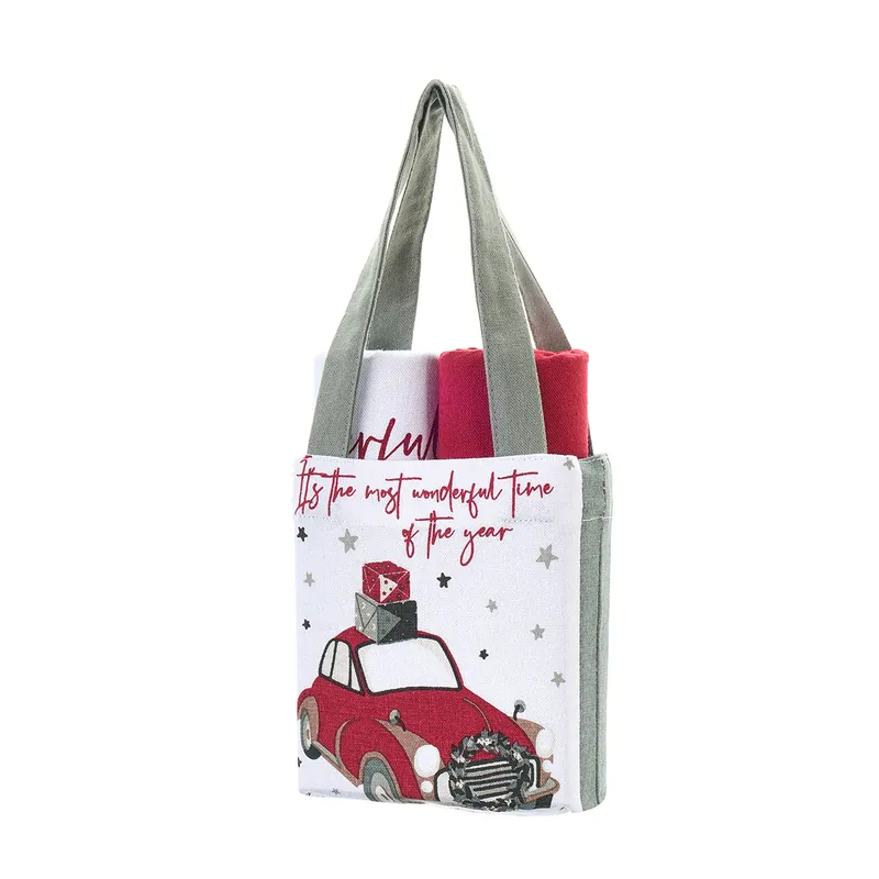 Spedizione Espresso Nuvole di Stoffa Set 2 Strofinacci Natalizi con Borsa 40x70 cm Wonderful Time