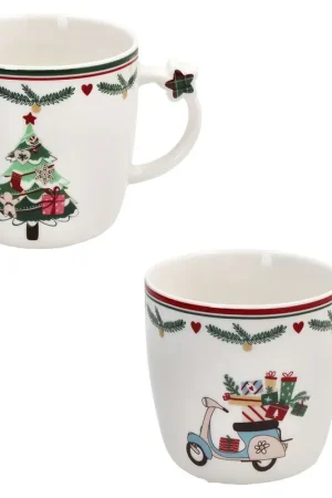 Nuovo Arrivo Tognana Porcellane Set 2 Tazze Natalizie Colazione Let it Snow Multicolor