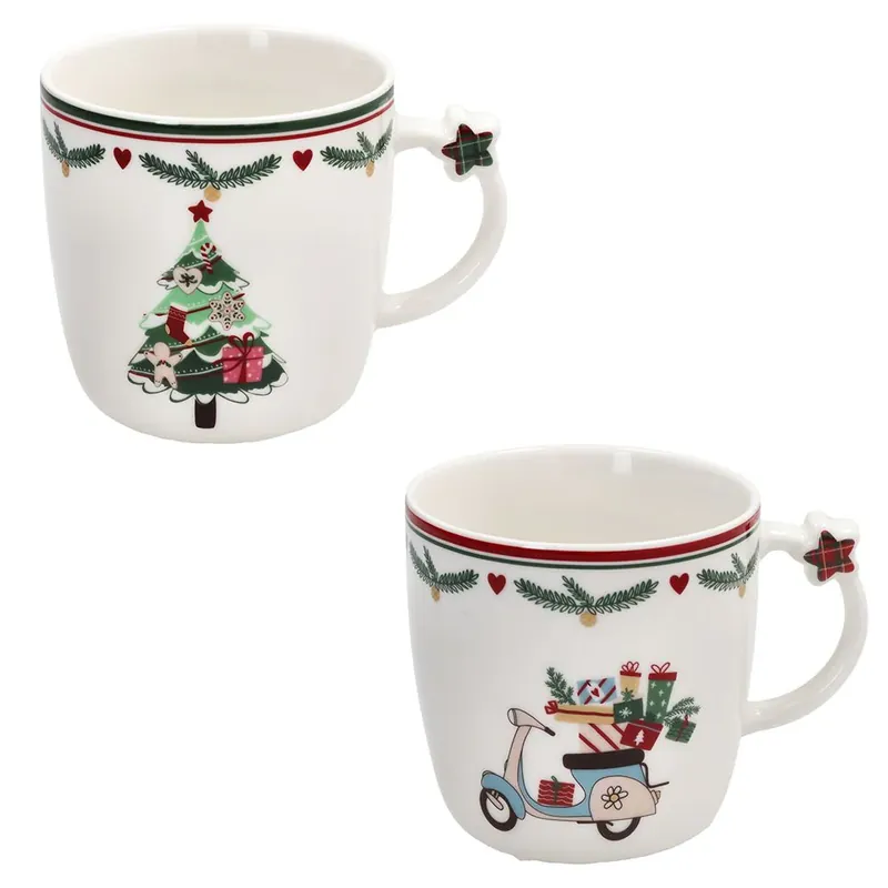 Nuovo Arrivo Tognana Porcellane Set 2 Tazze Natalizie Colazione Let it Snow Multicolor