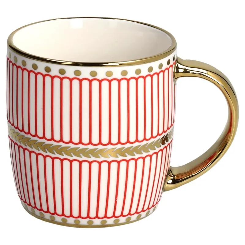 Tognana Porcellane Tazza Mug Righe Rosse Oro 360 cl Prezzo Scontato