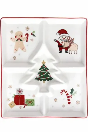 Tognana Porcellane Vassoio Natalizio 4 Scomparti Happy Santa 26x22 cm Reso Gratuito