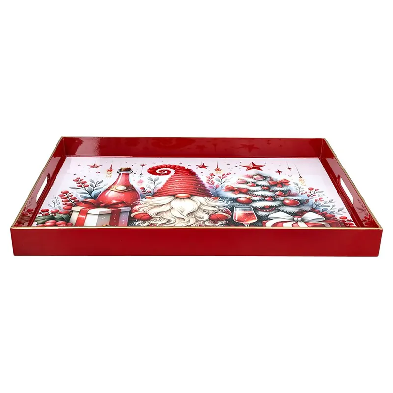 Prezzo Basso Tognana Porcellane Vassoio Natalizio Rettangolare Gnomi 48x35 cm Rosso