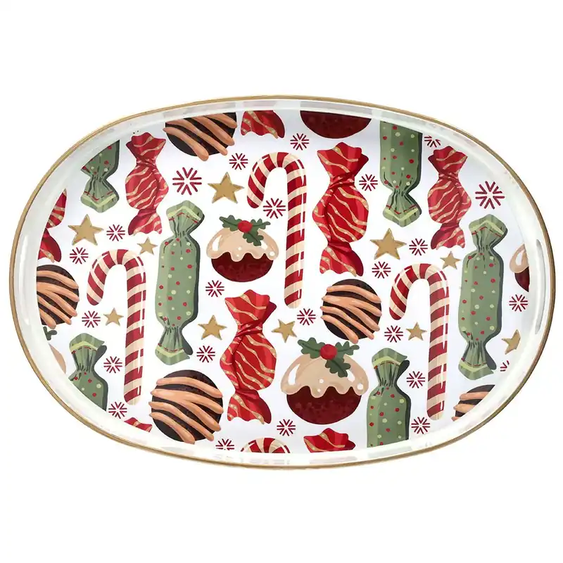 Tognana Porcellane Vassoio Natalizio Rettangolare Party Time 44x30 Bianco Offerta