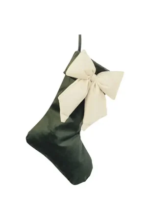 Professionale TonoSuTono Calza in Velluto Verde con Fiocco Avorio H40 cm