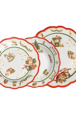 Bestseller Love Tiffani Servizio Tavola Natalizio 18 Pezzi Fiore in Ceramica