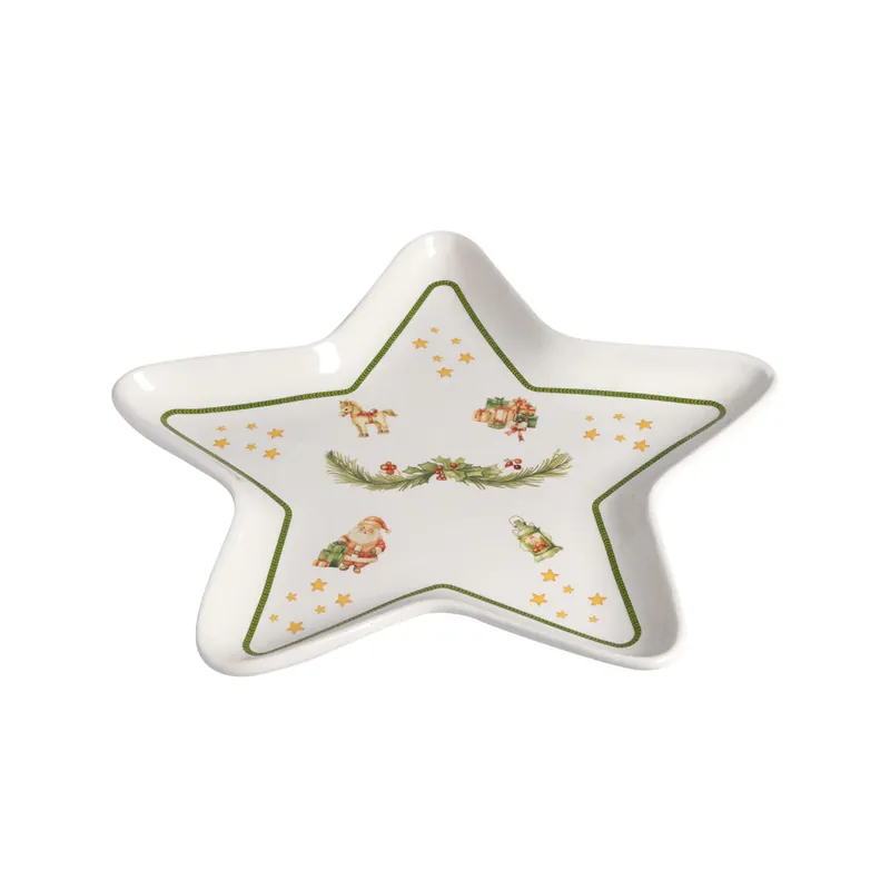 Love Tiffani Vassoio Natalizio Stella Fiore 34 cm in Ceramica Offerta Speciale