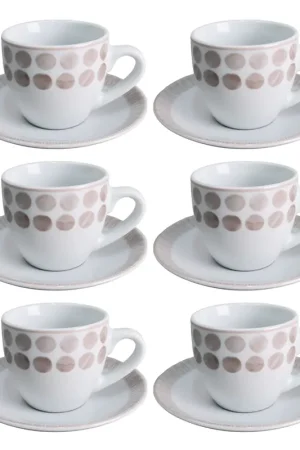 Villa Altachiara Set 6 Tazzine da Caffè Tabata con Piattino in Porcellana Tortora Offerta Del Giorno