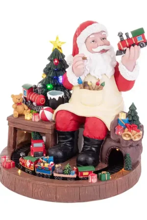 Andrea Bizzotto Decorazione Babbo Natale Cleveland con Pino e Led H41 cm Vendita Finale