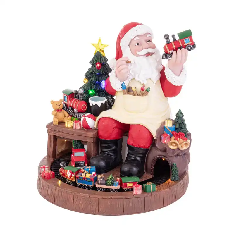 Andrea Bizzotto Decorazione Babbo Natale Cleveland con Pino e Led H41 cm Vendita Finale