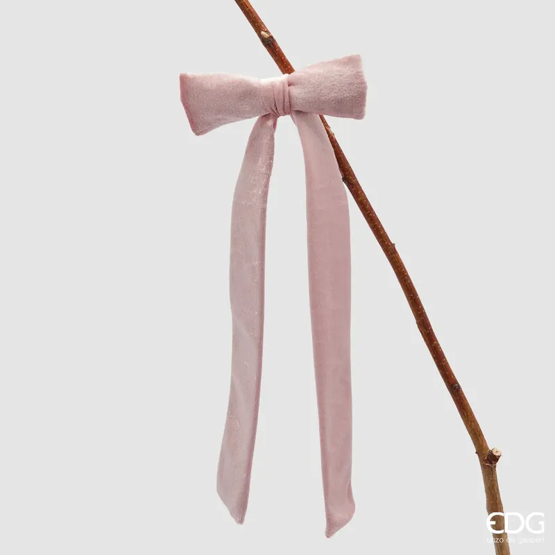 Spedito Oggi EDG Enzo De Gasperi Fiocco in Velluto con Clip Rosa H30 cm