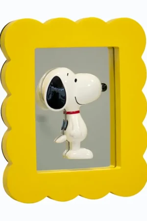 Non Perdere Blogo Design Cornice Decorativa Snoopy con Specchio 20x24 cm Giallo