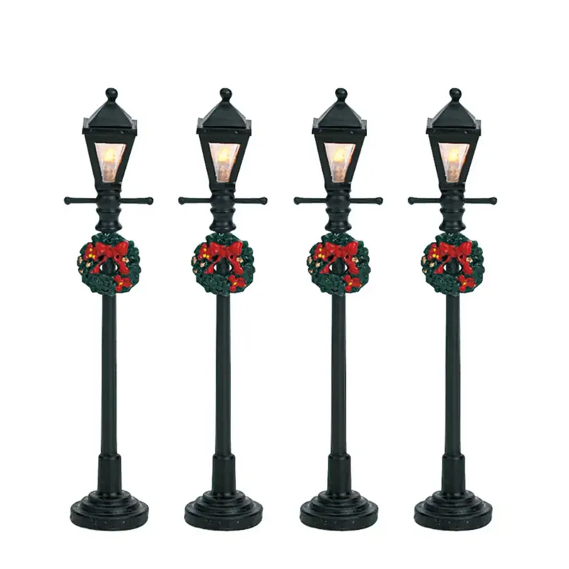 Offerta Del Giorno Lemax Collections Set di 4 Lampioni a Batteria in Resina