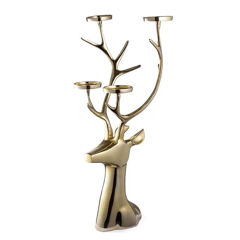 Saldi Andrea Bizzotto Portacandele 4 Fuochi Glower Renna Oro H75 cm