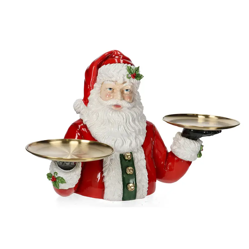 Occasione Imperdibile Bizzotto Busto Babbo Natale con 2 Vassoi in Resina 76x47 cm