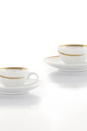 Soddisfatti O Rimborsati Weissestal Set 2 Tazzine da Caffè con Piattino Vintage Gold Shiro in Porcellana